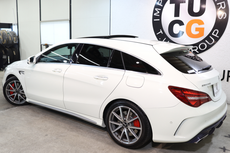 AMG CLAクラス CLA45 4MATIC ｼｭｰﾃｨﾝｸﾞﾌﾞﾚｰｸ ﾚｰﾀﾞｰｾｰﾌﾃｨPKG　後期 ｷｰﾚｽｺﾞｰ 黒本革 ﾊﾟﾉﾗﾏSR HDDﾅﾋﾞTV&ｷｬﾝｾﾗｰ ｽﾏﾎ連携 ﾊﾞｯｸｶﾒﾗ PTS LEDﾗｲﾄ 自動Rｹﾞｰﾄ ﾊﾝｽﾞﾌﾘｰA AMG専用装備&ﾁｭｰﾆﾝｸﾞ ﾊﾟﾅﾒﾘｶｰﾅｸﾞﾘﾙ 7AT　2年保証