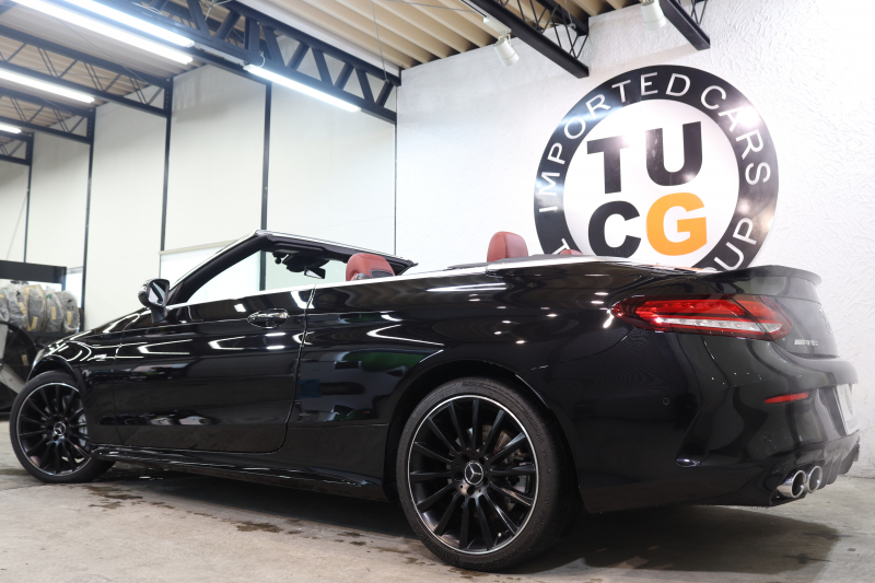 AMG Cクラス C43 4MATIC ｶﾌﾞﾘｵﾚ ﾚｰﾀﾞｰｾｰﾌﾃｨPKG　後期 赤本革 ｴｱｽｶｰﾌ ﾍｯﾄﾞｱｯﾌﾟD HDDﾅﾋﾞTV ｽﾏﾎ連携 ﾌﾞﾙﾒｽﾀｰ ﾊﾞｯｸｶﾒﾗ PTS LEDﾗｲﾄ AMG専用装備&ﾁｭｰﾆﾝｸﾞﾀﾞｲﾅﾐｯｸｾﾚｸﾄ 赤幌 9AT　2年保証