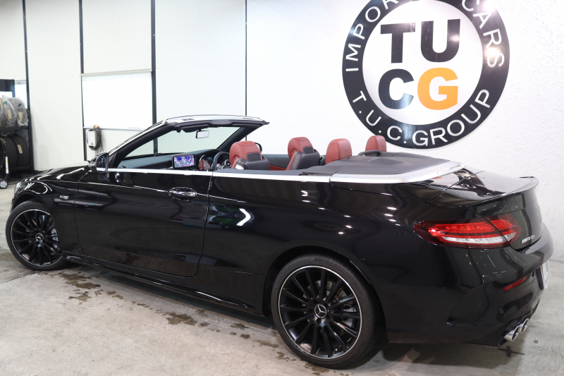 AMG Cクラス C43 4MATIC ｶﾌﾞﾘｵﾚ ﾚｰﾀﾞｰｾｰﾌﾃｨPKG　後期 赤本革 ｴｱｽｶｰﾌ ﾍｯﾄﾞｱｯﾌﾟD HDDﾅﾋﾞTV ｽﾏﾎ連携 ﾌﾞﾙﾒｽﾀｰ ﾊﾞｯｸｶﾒﾗ PTS LEDﾗｲﾄ AMG専用装備&ﾁｭｰﾆﾝｸﾞﾀﾞｲﾅﾐｯｸｾﾚｸﾄ 赤幌 9AT　2年保証