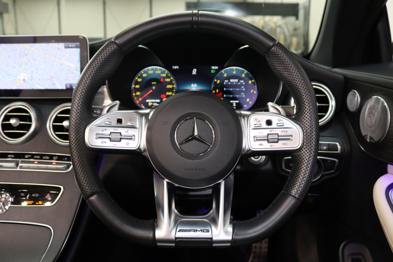 AMG Cクラス C43 4MATIC ｶﾌﾞﾘｵﾚ ﾚｰﾀﾞｰｾｰﾌﾃｨPKG　後期 ｷｰﾚｽｺﾞｰ 白本革 ｴｱｽｶｰﾌ ﾍｯﾄﾞｱｯﾌﾟD HDDﾅﾋﾞTV ｽﾏﾎ連携 ﾌﾞﾙﾒｽﾀｰ ﾊﾞｯｸｶﾒﾗ PTS LEDﾗｲﾄ AMG専用装備&ﾁｭｰﾆﾝｸﾞﾀﾞｲﾅﾐｯｸｾﾚｸﾄ 青幌 9AT　2年保証