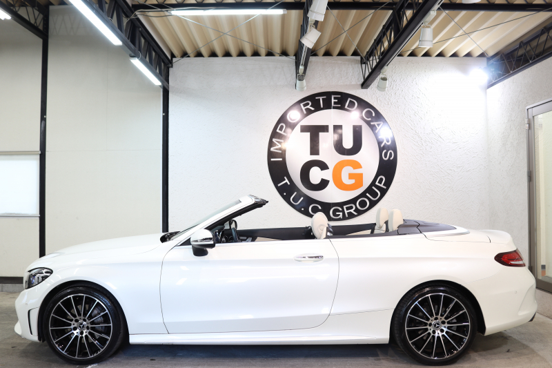 メルセデスベンツ Cクラス C180ｶﾌﾞﾘｵﾚ ｽﾎﾟｰﾂ ﾚｻﾞｰｴｸｽｸﾙｰｼﾌﾞ&ﾚｰﾀﾞｰｾｰﾌﾃｨPKG　後期最終 ｷｰﾚｽｺﾞｰ 白本革 ｴｱｽｶｰﾌ 青幌 ﾍｯﾄﾞｱｯﾌﾟD HDDﾅﾋﾞTV ｽﾏﾎ連携 ﾊﾞｯｸｶﾒﾗ PTS LEDﾗｲﾄ AMGｴｱﾛ&19AW ｴｱｻｽ 9AT　2年保証