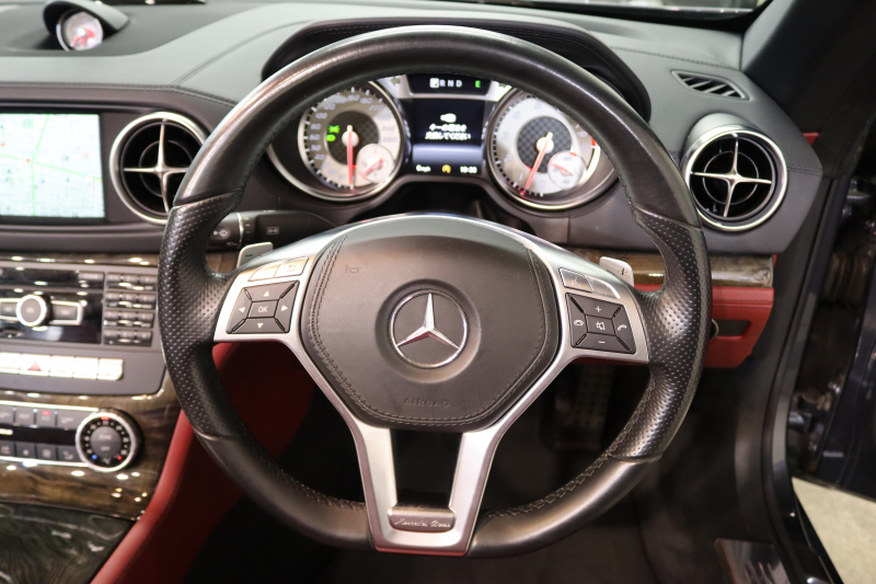 メルセデスベンツ SLクラス SL350 AMGｽﾎﾟｰﾂ&ﾚｰﾀﾞｰｾｰﾌﾃｨPKG　ｷｰﾚｽｺﾞｰ 赤本革 ｴｱｽｶｰﾌ ﾏｼﾞｯｸｽｶｲR HDDﾅﾋﾞTV BT音楽 ﾊﾞｯｸｶﾒﾗ PTS ｷｾﾉﾝ ﾊﾝｽﾞﾌﾘｰA AMGｴｱﾛ&19AW 7AT 希少色ﾃﾉﾗｲﾄｸﾞﾚｰ　2年保証