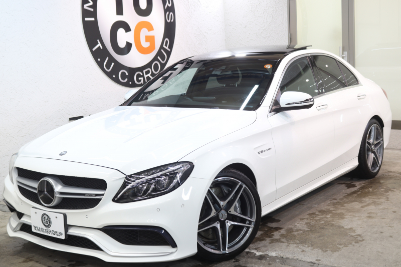 AMG Cクラス C63 ｴｸｽｸﾙｰｼﾌﾞ&ﾚｰﾀﾞｰｾｰﾌﾃｨPKG　ｷｰﾚｽｺﾞｰ 黒本革 ﾊﾟﾉﾗﾏSR HDDﾅﾋﾞTV BT音楽 ﾌﾞﾙﾒｽﾀｰ ﾊﾞｯｸｶﾒﾗ PTS LEDﾗｲﾄ ﾊﾝｽﾞﾌﾘｰA AMG専用装備&ﾁｭｰﾆﾝｸﾞﾀﾞｲﾅﾐｯｸｾﾚｸﾄ　2年保証
