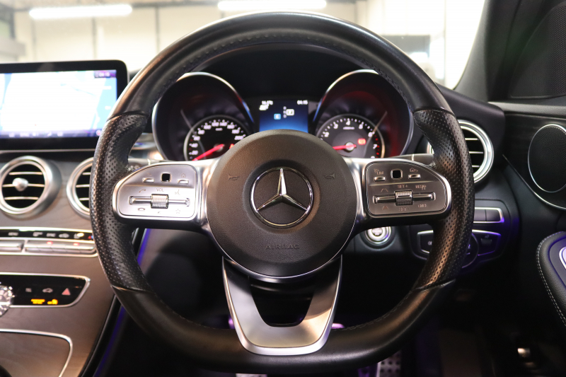 メルセデスベンツ Cクラス C200 4MATIC AVG AMGﾗｲﾝ ﾚｰﾀﾞｰｾｰﾌﾃｨPKG　BSG搭載 後期 ｷｰﾚｽｺﾞｰ 黒革 HDDﾅﾋﾞTV ｽﾏﾎ連携 ﾊﾞｯｸｶﾒﾗ PTS LEDﾗｲﾄ AMGｴｱﾛ&18AW ﾀﾞｲﾅﾐｯｸS ｴｱｻｽ 9AT　2年保証