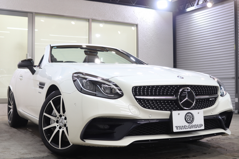 AMG SLC SLC43 AMGﾅｲﾄ&ﾚｰﾀﾞｰｾｰﾌﾃｨPKG　ｷｰﾚｽｺﾞｰ 黒本革 ﾏｼﾞｯｸｽｶｲR HDDﾅﾋﾞTV ｽﾏﾎ連携 harman/kardon ﾊﾞｯｸｶﾒﾗ PTS LEDﾗｲﾄ AMG専用装備&ﾁｭｰﾆﾝｸﾞ 9AT　2年保証