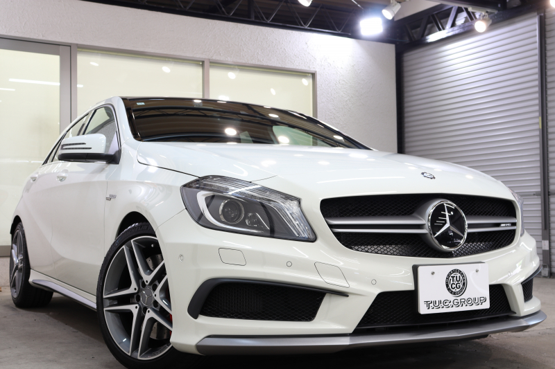 AMG Aクラス A45 4MATIC ﾚｰﾀﾞｰｾｰﾌﾃｨPKG　1ｵｰﾅｰ 黒本革 ﾊﾟﾉﾗﾏSR HDDﾅﾋﾞTV BT音楽 Bｶﾒﾗ PTS DSRC ｷｾﾉﾝﾗｲﾄ ﾚｯﾄﾞｼｰﾄﾍﾞﾙﾄ AMG専用装備&ﾁｭｰﾆﾝｸﾞ 7AT　2年保証