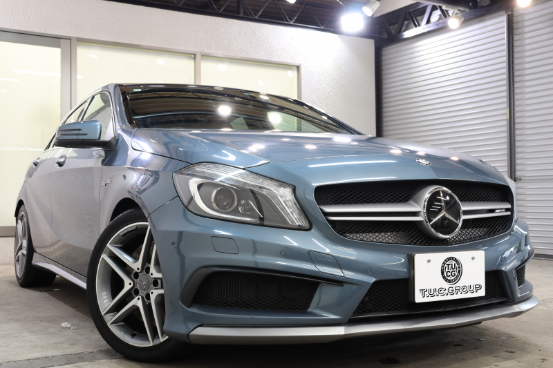 AMG Aクラス A45 4MATIC ﾚｰﾀﾞｰｾｰﾌﾃｨPKG　中期 ｷｰﾚｽｺﾞｰ 黒本革 ﾚｯﾄﾞｼｰﾄﾍﾞﾙﾄ ﾊﾟﾉﾗﾏSR HDDﾅﾋﾞTV&ｷｬﾝｾﾗｰ ﾊﾞｯｸｶﾒﾗ PTS ｷｾﾉﾝ AMG専用装備&ﾁｭｰﾆﾝｸﾞ 7AT 希少色ﾕﾆﾊﾞｰｽﾌﾞﾙｰ　2年保証