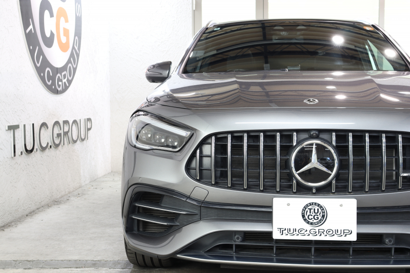 AMG GLA GLA45S 4MATIC+ ﾚｰﾀﾞｰｾｰﾌﾃｨPKG　現行 ｷｰﾚｽｺﾞｰ 灰/黒本革 ﾊﾟﾉﾗﾏSR MBUXﾅﾋﾞTV BT音楽 360ｶﾒﾗ PTS LEDﾗｲﾄ ﾊﾝｽﾞﾌﾘｰA AMG専用装備&ﾁｭｰﾆﾝｸﾞ ﾜｲﾔﾚｽ充電 8AT 希少色ﾏｳﾝﾃﾝｸﾞﾚｰ　2年保証