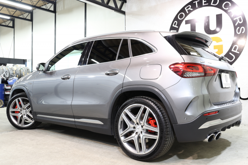 AMG GLA GLA45S 4MATIC+ ﾚｰﾀﾞｰｾｰﾌﾃｨPKG　現行 ｷｰﾚｽｺﾞｰ 灰/黒本革 ﾊﾟﾉﾗﾏSR MBUXﾅﾋﾞTV BT音楽 360ｶﾒﾗ PTS LEDﾗｲﾄ ﾊﾝｽﾞﾌﾘｰA AMG専用装備&ﾁｭｰﾆﾝｸﾞ ﾜｲﾔﾚｽ充電 8AT 希少色ﾏｳﾝﾃﾝｸﾞﾚｰ　2年保証