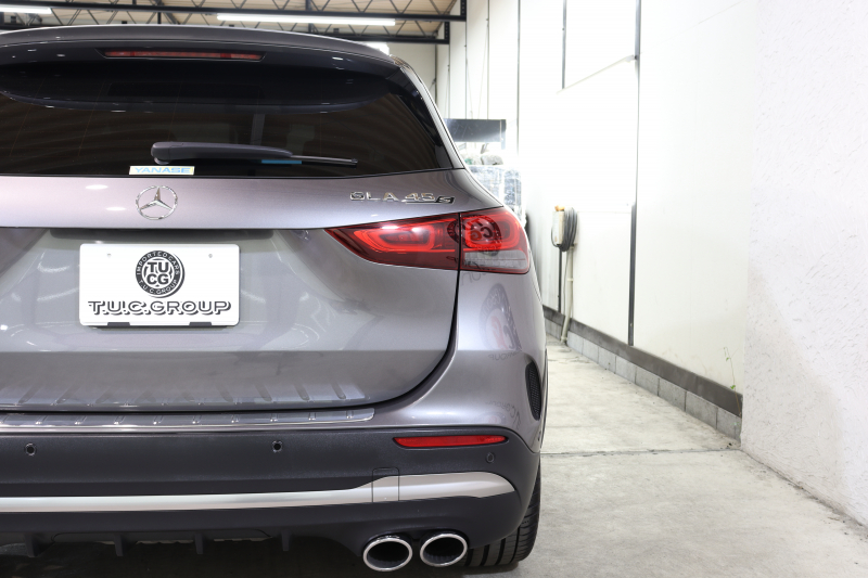 AMG GLA GLA45S 4MATIC+ ﾚｰﾀﾞｰｾｰﾌﾃｨPKG　現行 ｷｰﾚｽｺﾞｰ 灰/黒本革 ﾊﾟﾉﾗﾏSR MBUXﾅﾋﾞTV BT音楽 360ｶﾒﾗ PTS LEDﾗｲﾄ ﾊﾝｽﾞﾌﾘｰA AMG専用装備&ﾁｭｰﾆﾝｸﾞ ﾜｲﾔﾚｽ充電 8AT 希少色ﾏｳﾝﾃﾝｸﾞﾚｰ　2年保証