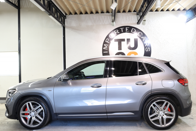 AMG GLA GLA45S 4MATIC+ ﾚｰﾀﾞｰｾｰﾌﾃｨPKG　現行 ｷｰﾚｽｺﾞｰ 灰/黒本革 ﾊﾟﾉﾗﾏSR MBUXﾅﾋﾞTV BT音楽 360ｶﾒﾗ PTS LEDﾗｲﾄ ﾊﾝｽﾞﾌﾘｰA AMG専用装備&ﾁｭｰﾆﾝｸﾞ ﾜｲﾔﾚｽ充電 8AT 希少色ﾏｳﾝﾃﾝｸﾞﾚｰ　2年保証