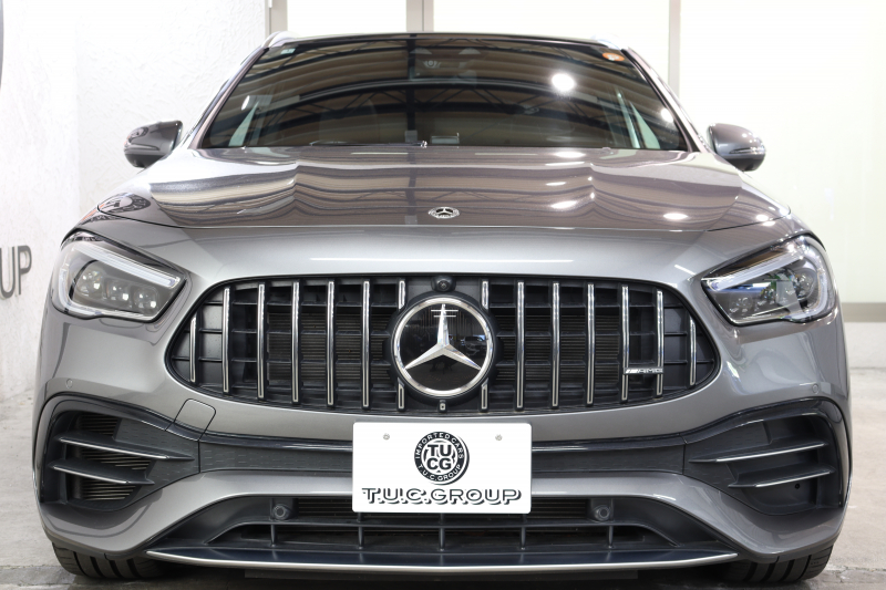 AMG GLA GLA45S 4MATIC+ ﾚｰﾀﾞｰｾｰﾌﾃｨPKG　現行 ｷｰﾚｽｺﾞｰ 灰/黒本革 ﾊﾟﾉﾗﾏSR MBUXﾅﾋﾞTV BT音楽 360ｶﾒﾗ PTS LEDﾗｲﾄ ﾊﾝｽﾞﾌﾘｰA AMG専用装備&ﾁｭｰﾆﾝｸﾞ ﾜｲﾔﾚｽ充電 8AT 希少色ﾏｳﾝﾃﾝｸﾞﾚｰ　2年保証