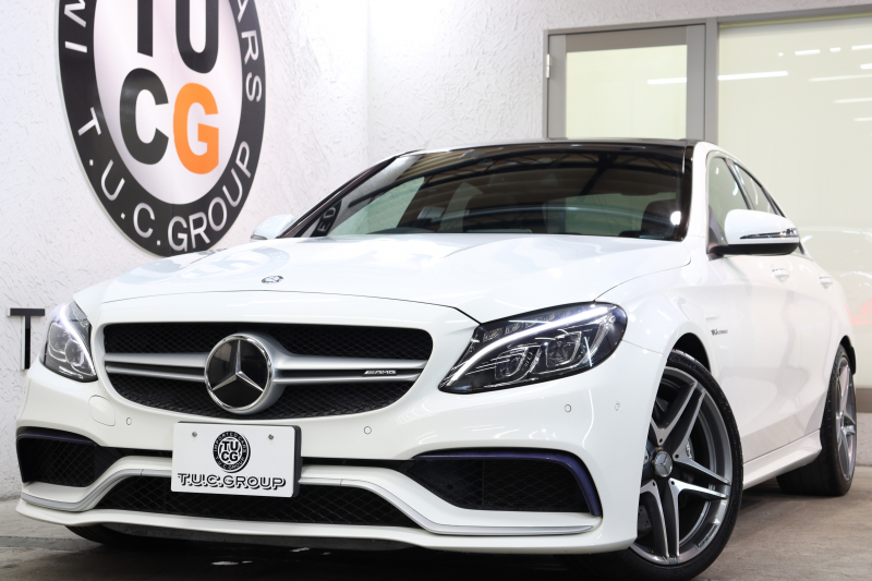 AMG Cクラス C63 ｴｸｽｸﾙｰｼﾌﾞ&ﾚｰﾀﾞｰｾｰﾌﾃｨPKG　ｷｰﾚｽｺﾞｰ 黒本革 ﾊﾟﾉﾗﾏSR ﾍｯﾄﾞｱｯﾌﾟD HDDﾅﾋﾞTV BT音楽 ﾌﾞﾙﾒｽﾀｰ ﾊﾞｯｸｶﾒﾗ PTS LEDﾗｲﾄ ﾊﾝｽﾞﾌﾘｰA AMG専用装備&ﾁｭｰﾆﾝｸﾞﾀﾞｲﾅﾐｯｸｾﾚｸﾄ　2年保証