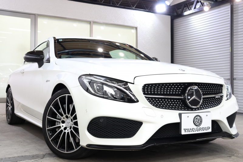 AMG Cクラス C43 4MATIC ｸｰﾍﾟ ﾚｰﾀﾞｰｾｰﾌﾃｨPKG　ｷｰﾚｽｺﾞｰ 黒本革 ﾍｯﾄﾞｱｯﾌﾟD HDDﾅﾋﾞTV BT音楽 ﾌﾞﾙﾒｽﾀｰ ﾊﾞｯｸｶﾒﾗ PTS LEDﾗｲﾄ ﾊﾝｽﾞﾌﾘｰA AMG専用装備&ﾁｭｰﾆﾝｸﾞﾀﾞｲﾅﾐｯｸｾﾚｸﾄ 9AT　2年保証