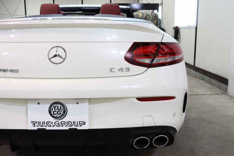 AMG Cクラス C43 4MATIC ｶﾌﾞﾘｵﾚ ﾚｰﾀﾞｰｾｰﾌﾃｨPKG　後期 赤本革 ｴｱｽｶｰﾌ ﾍｯﾄﾞｱｯﾌﾟD HDDﾅﾋﾞTV ｽﾏﾎ連携 ﾌﾞﾙﾒｽﾀｰ ﾊﾞｯｸｶﾒﾗ PTS LEDﾗｲﾄ AMG専用装備&ﾁｭｰﾆﾝｸﾞﾀﾞｲﾅﾐｯｸｾﾚｸﾄ ﾊﾟﾅﾒﾘｶｰﾅｸﾞﾘﾙ 赤幌 9AT　2年保証