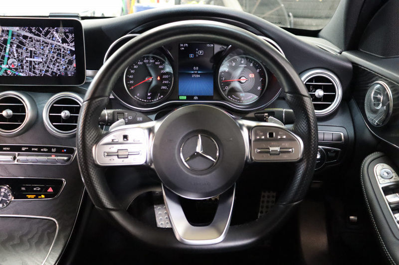 メルセデスベンツ Cクラス C200ｽﾃｰｼｮﾝﾜｺﾞﾝ AVG AMGﾗｲﾝ ﾚｰﾀﾞｰｾｰﾌﾃｨPKG　BSG搭載 後期 ｷｰﾚｽｺﾞｰ 黒革 HDDﾅﾋﾞTV ｽﾏﾎ連携 ﾊﾞｯｸｶﾒﾗ PTS LEDﾗｲﾄ 自動Rｹﾞｰﾄ AMGｴｱﾛ&18AW ﾀﾞｲﾅﾐｯｸS ｴｱｻｽ 9AT　2年保証