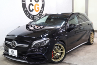 AMG Aクラス A45 4MATIC ﾚｰﾀﾞｰｾｰﾌﾃｨPKG　後期 ｷｰﾚｽｺﾞｰ 黒本革 HDDﾅﾋﾞTV ｽﾏﾎ連携 ﾊﾞｯｸｶﾒﾗ PTS LEDﾗｲﾄ AMG専用装備&ﾁｭｰﾆﾝｸﾞ ﾀﾞｲﾅﾐｯｸS BBS18AW 7AT　2年保証