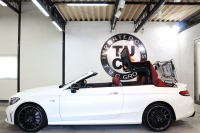 AMG Cクラス C43 4MATIC ｶﾌﾞﾘｵﾚ ﾚｰﾀﾞｰｾｰﾌﾃｨPKG　後期 赤本革 ｴｱｽｶｰﾌ ﾍｯﾄﾞｱｯﾌﾟD HDDﾅﾋﾞTV ｽﾏﾎ連携 ﾌﾞﾙﾒｽﾀｰ ﾊﾞｯｸｶﾒﾗ PTS LEDﾗｲﾄ AMG専用装備&ﾁｭｰﾆﾝｸﾞﾀﾞｲﾅﾐｯｸｾﾚｸﾄ ﾊﾟﾅﾒﾘｶｰﾅｸﾞﾘﾙ 赤幌 9AT　2年保証
